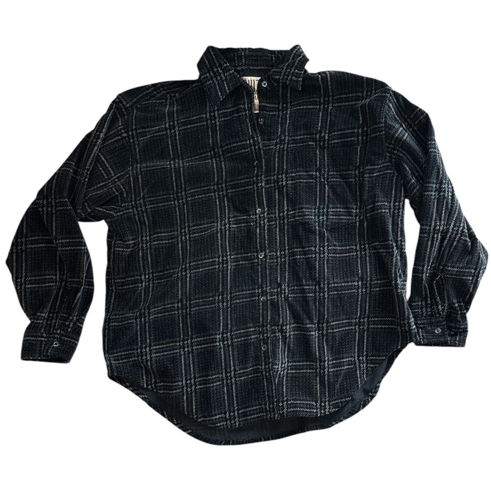 Quizz Woman Velvety Plaid Button Up Long Sleeve Shirt Size 22